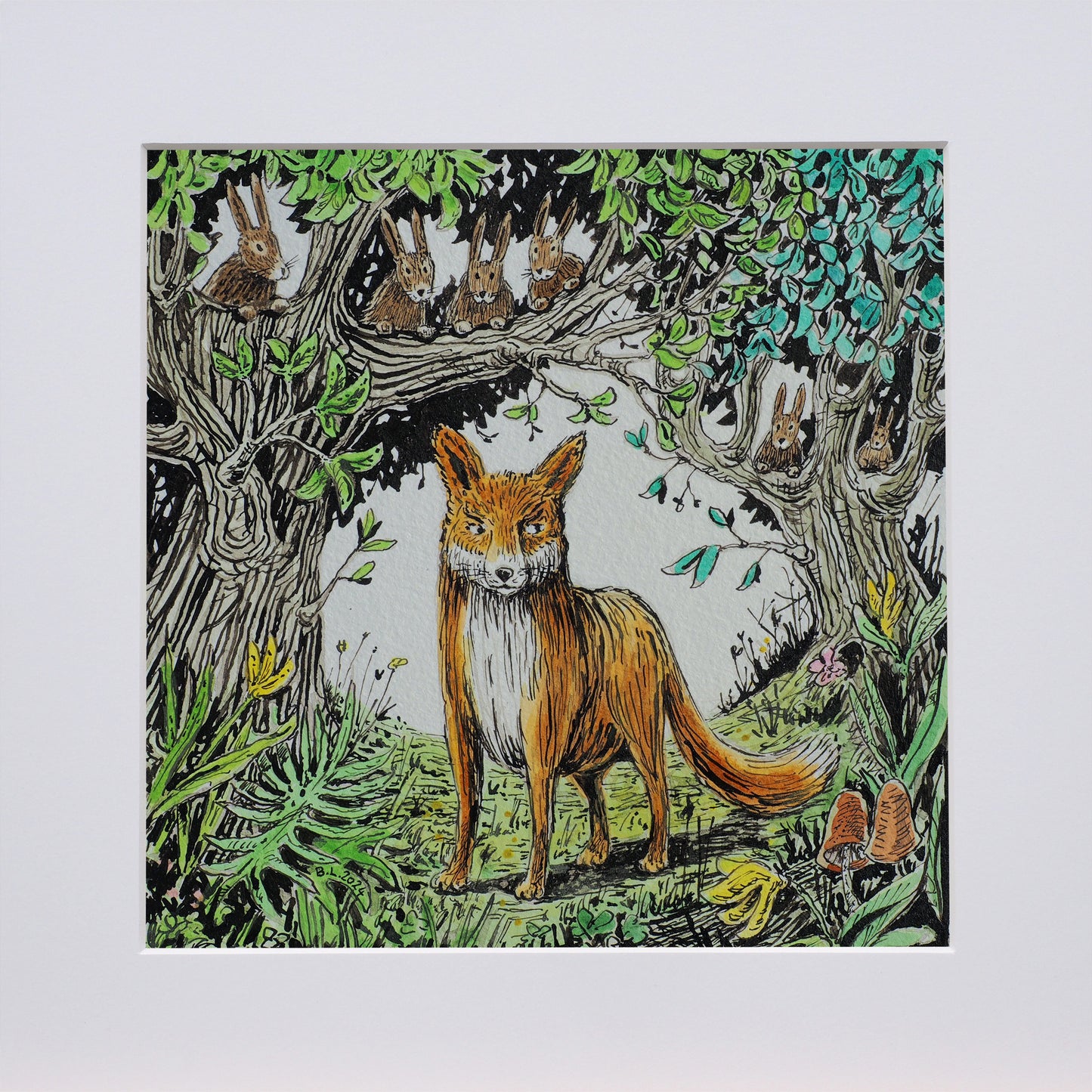 Fuchs mit Hasen