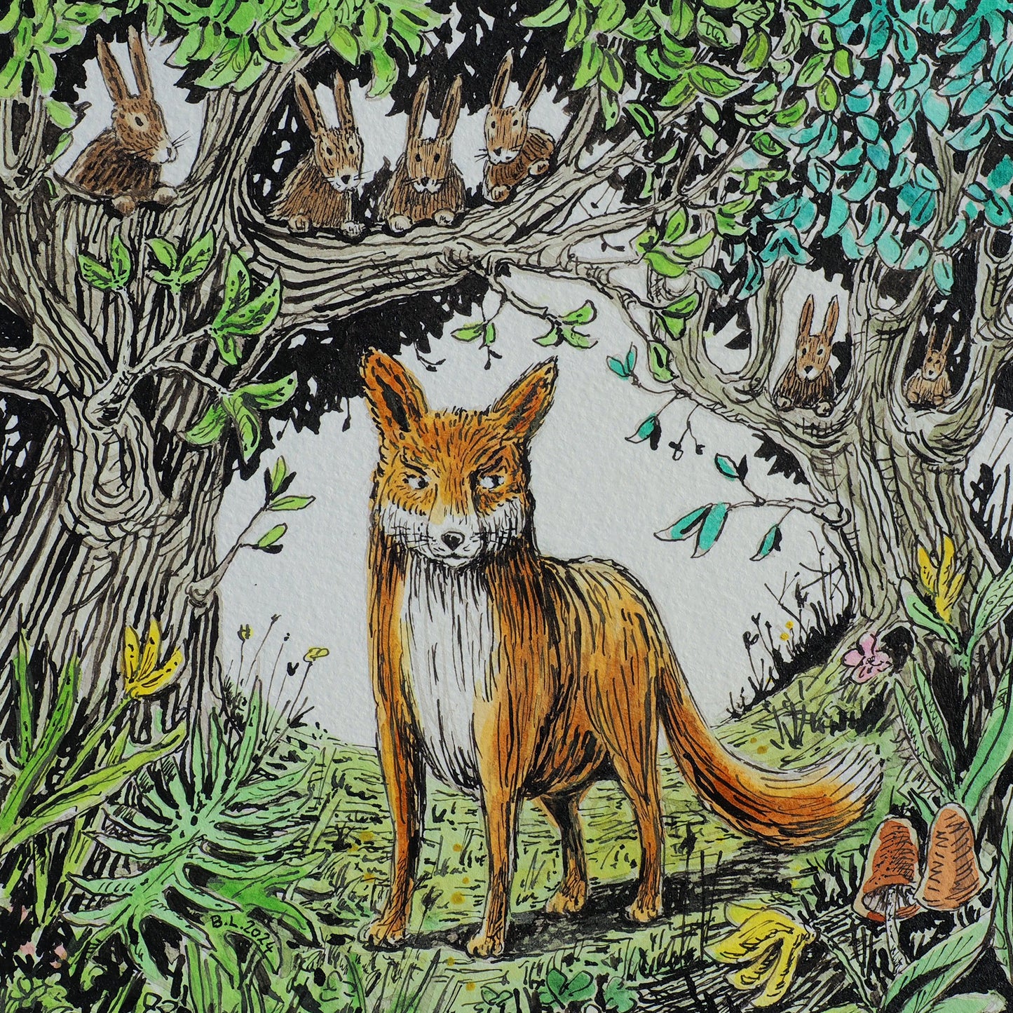 Fuchs mit Hasen