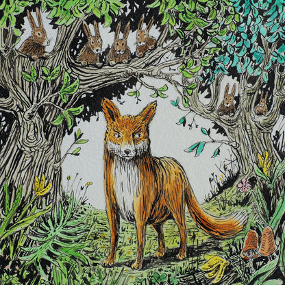 Fuchs mit Hasen